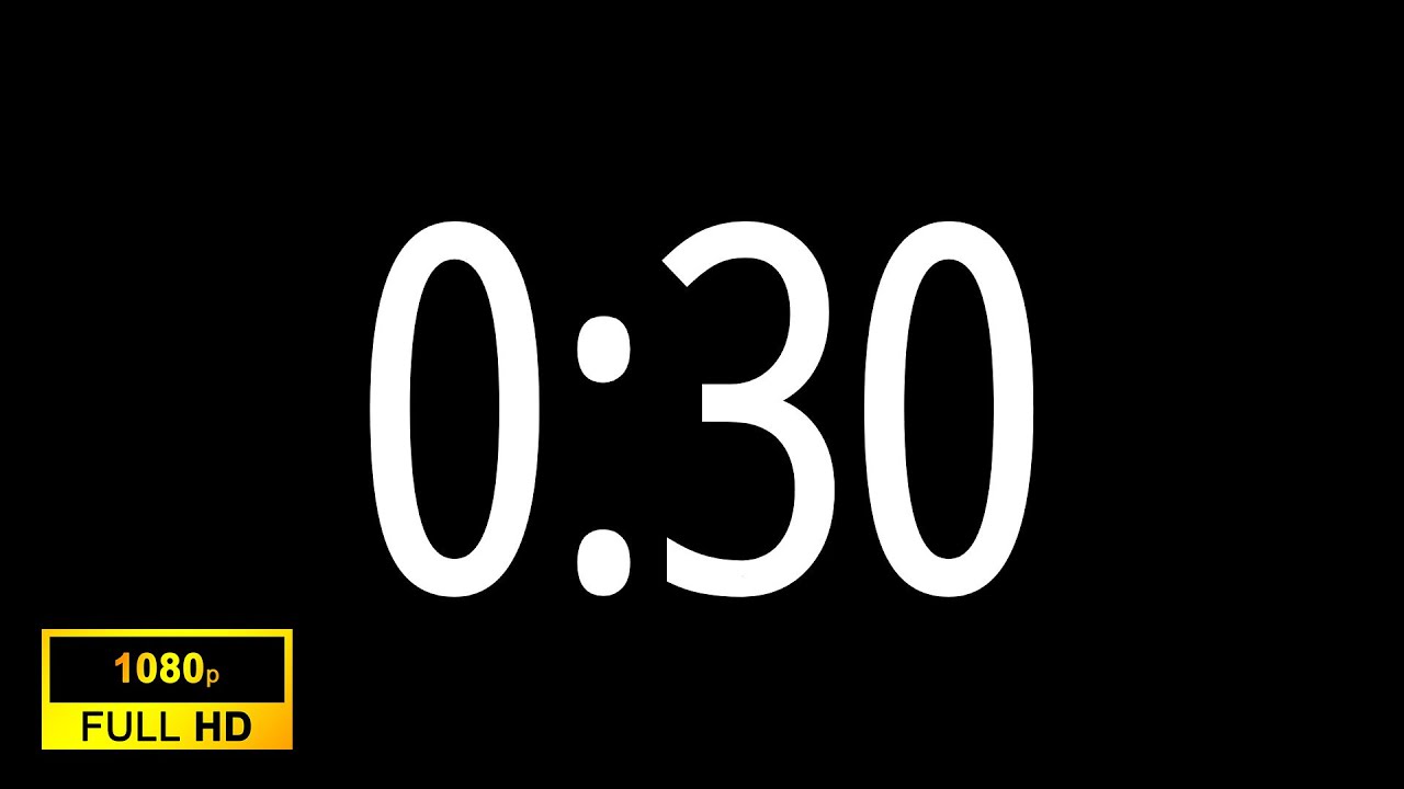 Timer 30 Seconds HD with soft Alarm | Black Background | TimerTube ...