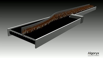 Real-Time Simulation of bottles on conveyor in factory