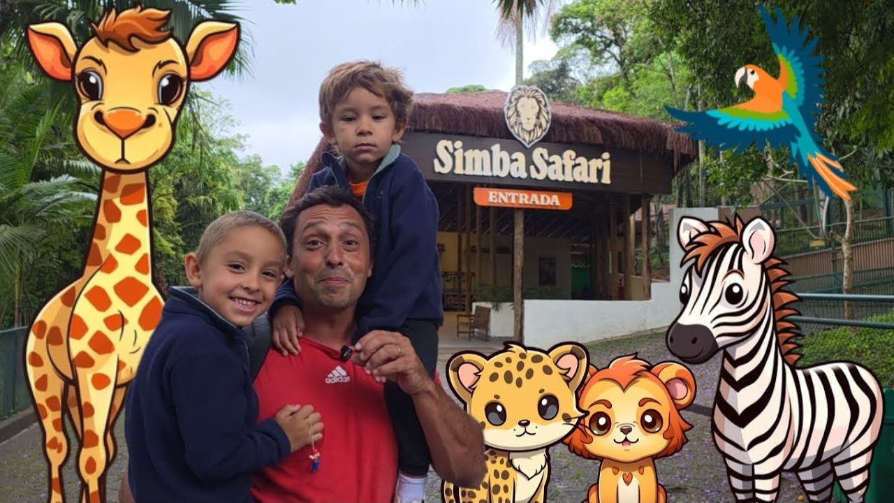Rafael e Benjamin visitam Simba Safari e chegam pertinho dos lões 