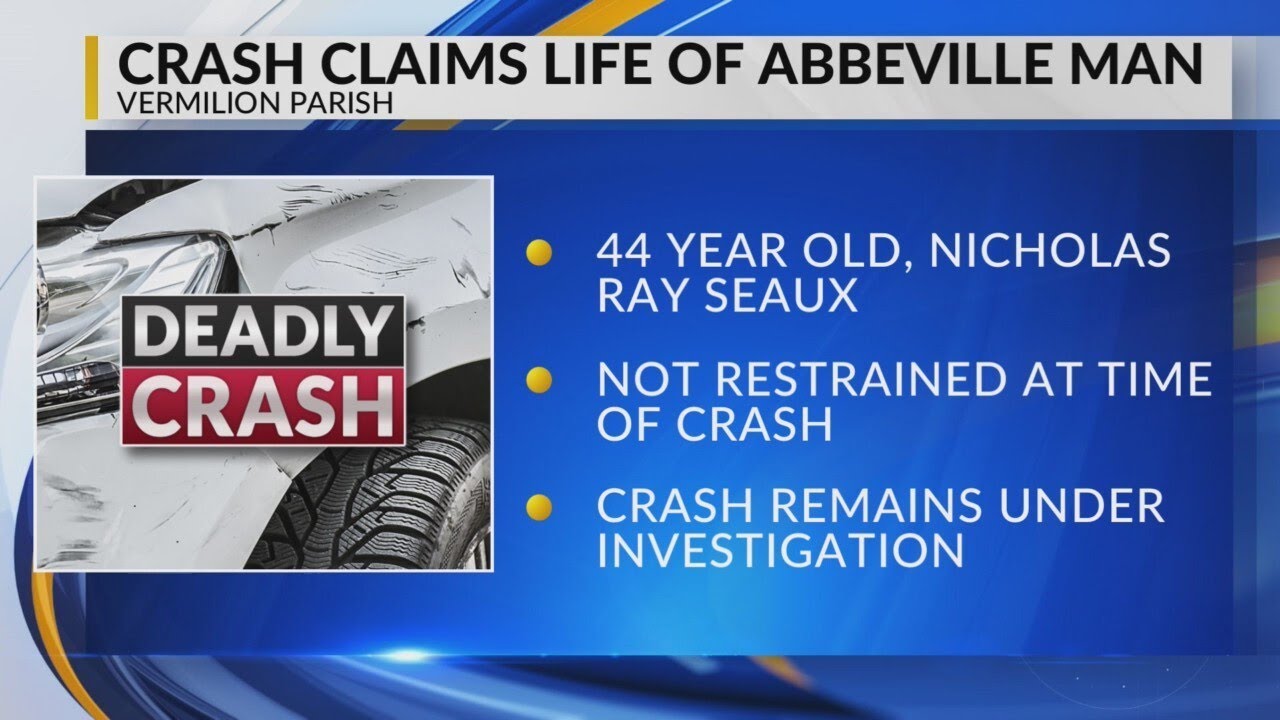 Abbeville man dies in Vermilion Parish singlevehicle crash YouTube