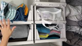 SNSLXH 5 Pack Stackable Closet Storage Basket, Closet, QUALITY, & Easy Assembly