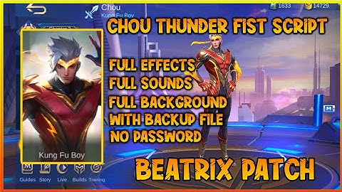 🌟 NEW UPDATE‼️CHOU THUNDER FIST SKIN SCRIPT FULL BACKGROUND - NO PASSWORD | KingDarr YT