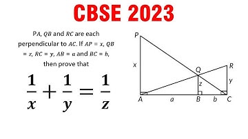 P𝐴, 𝑄𝐵 and 𝑅𝐶 are each perpendicular to 𝐴𝐶. prove that 1/x+1/y=1/z