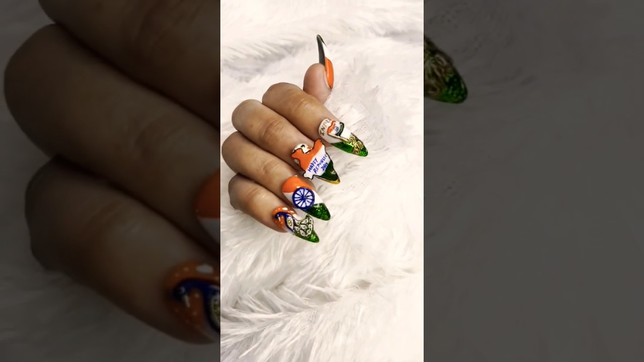 Art that wears the tricolour with honour 💅✨ Patriotism, hand-painted with pride. 🇮🇳❤️   