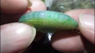 Batu Sisik Naga Hijau, Green Onyx Dragon Veins Agate 40x30x8mm (Treated)