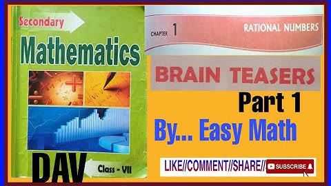 DAV Class 7 Maths Chapter 1 Rational Numbers Brain Teasers  @skyeasymath873
