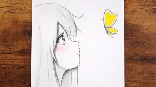 How to Draw an Anime Girl (Side Profile) 🦋 Easy Step by Step screenshot 5