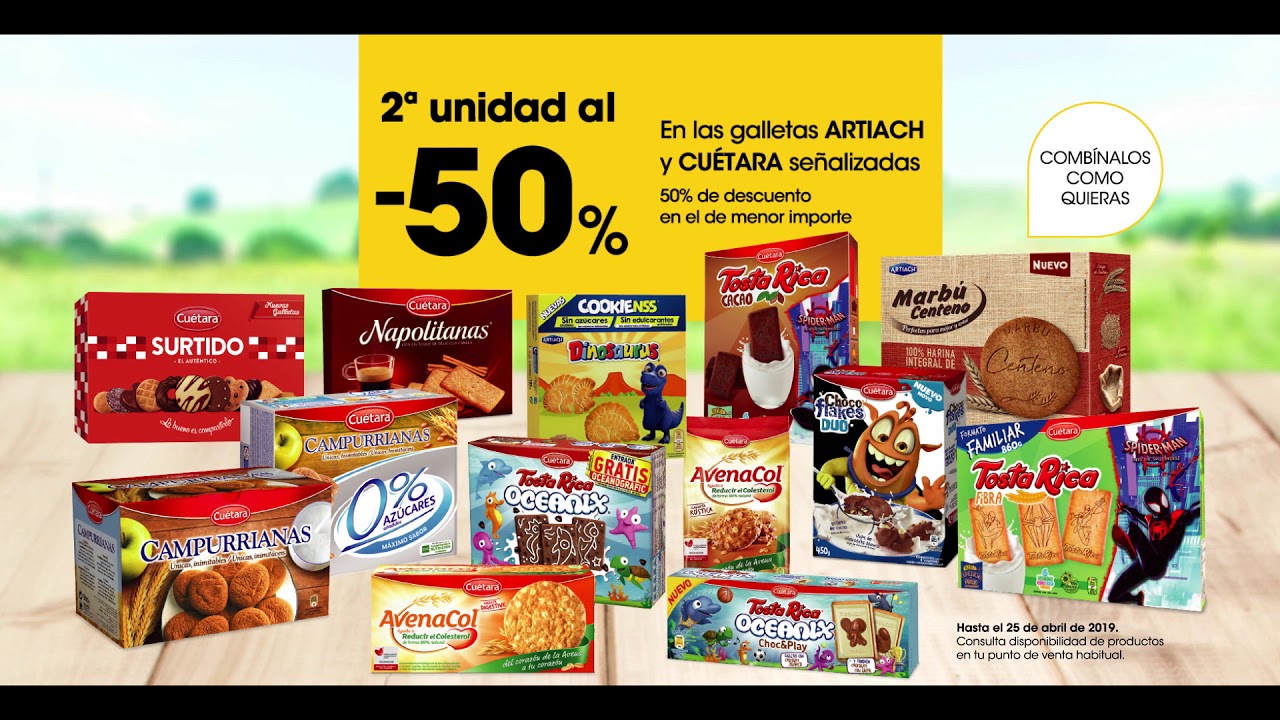 2ª unidad al -50% en galletas Artiach y Cuétara