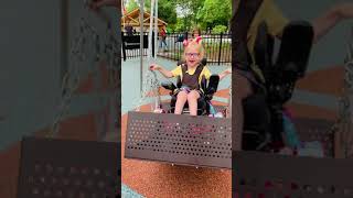 ACTS OF KINDNESS | TOWN BUILDS ACCESSIBLE PARK FOR DISABLED KIDS 💚 | FIRST TIME ON A SWING!