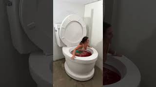 Walking on TOP of Worlds Largest Toilet Red Pool and JUMPING in with BIG SPLASH #shorts