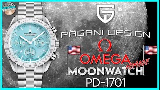 Unexpected Quality! | Pagani Design 1701 Omega Moon Watch 100m MecaQuartz Chrono Unbox & Review