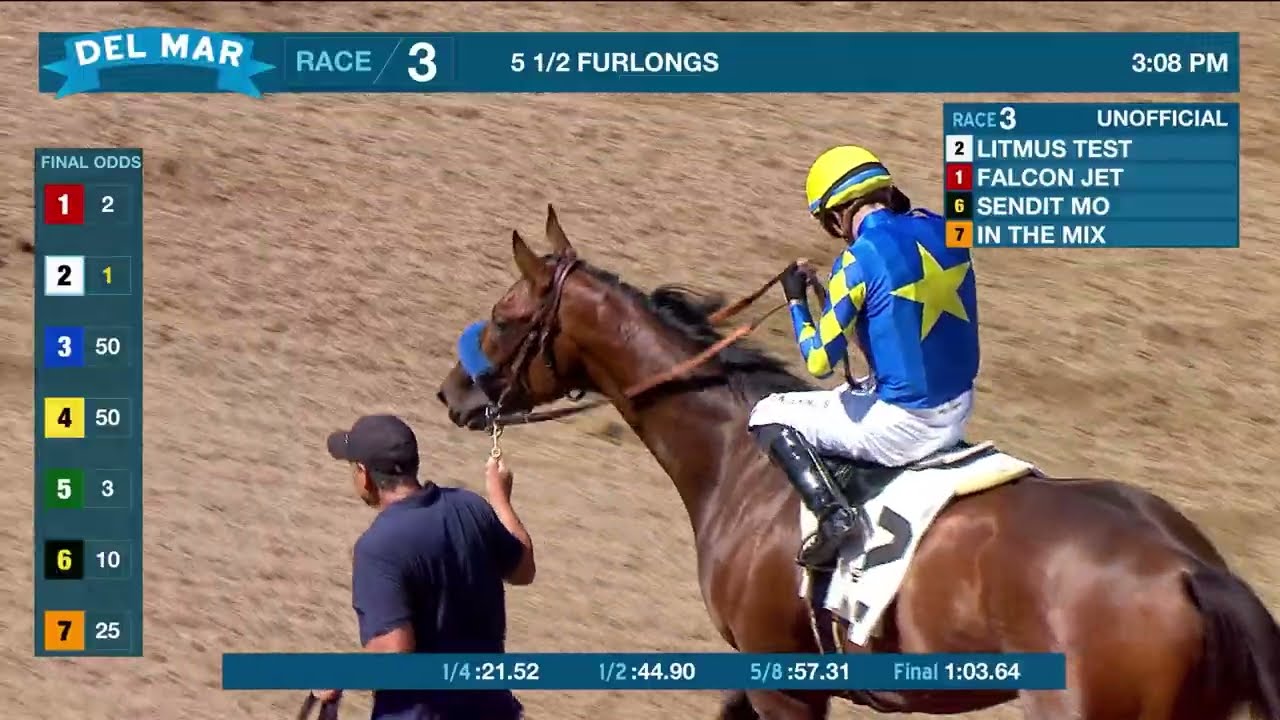 Litmus Test wins race 3 at Del Mar 8/16/25