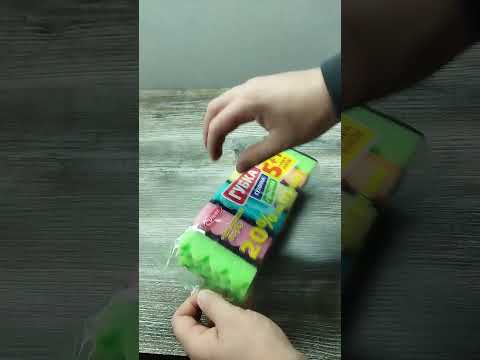 Губка кухонна для миття посуду Максі 5+1 Економ 6 шт/уп (Vivat) 95×60×32 мм, видео 1