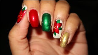 Freehand Poinsettia | 12 Days of Christmas Nail Art | DIY Tutorial | MSLP