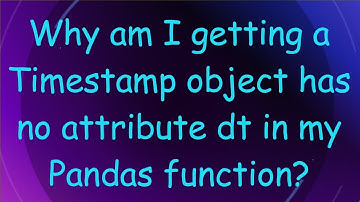 Why am I getting a Timestamp object has no attribute dt in my Pandas function?