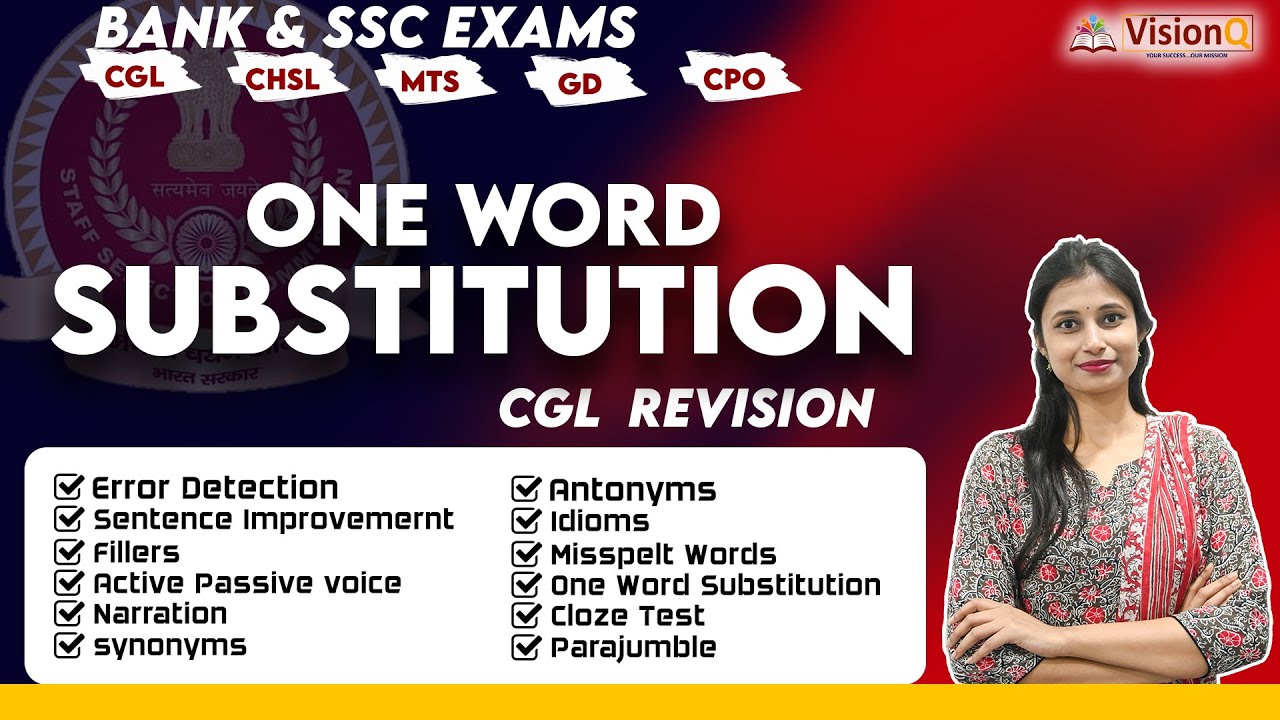 One Word Substitution  English SSC CGL  | Practice Questions | Monikankana ma'am  @VisionQ