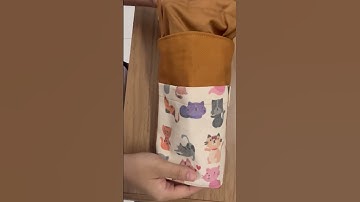 Mẫu túi Nâu cam Mèo mộc đựng bình giữ nhiệt xinh xắn, nhỏ gọn tiện dụng, may thủ công từ vải canvas