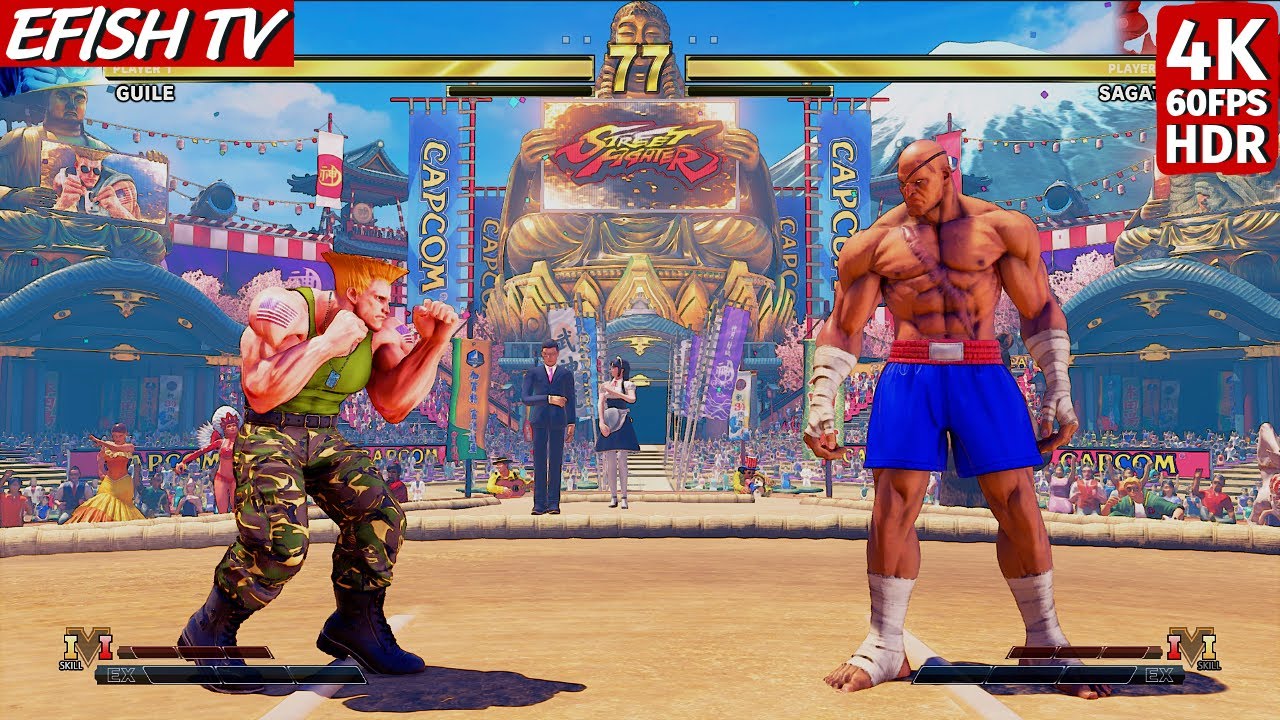 Guile vs Sagat (Hardest AI) - Street Fighter V