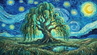 Art Screensaver TV Wallpapers | Magical Willow Tree Beneath a Starry Night 🌙🌳