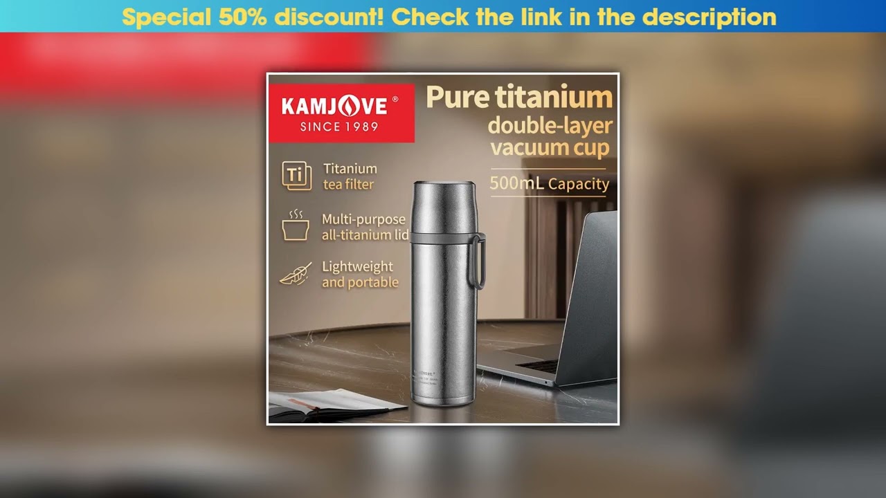 Slide KAMJOVE Thermos Coffee Cup Tea Mug Double Layer Titanium Vacuum Insulated Metal Thermos Outdo