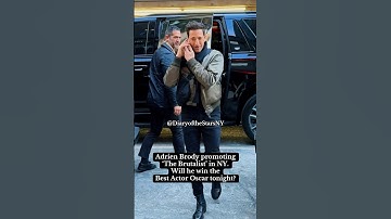 Adrien Brody promoting ‘The Brutalist’ in NY. Will he win the Best Actor Oscar tonight?#oscars #nyc
