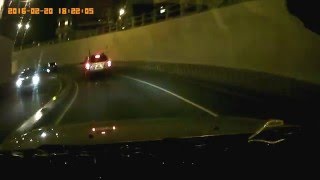 20160220 台南長榮地下道機車自撞分格島