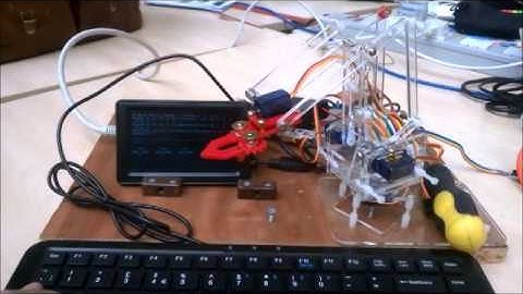 MeArm controlled by Raspberry Pi at Cambridge Makespace