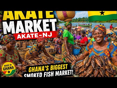 Typical Vibrant African Village Fish  Market In  Africa Ghana Akateng #africa #rural #market Ghana 