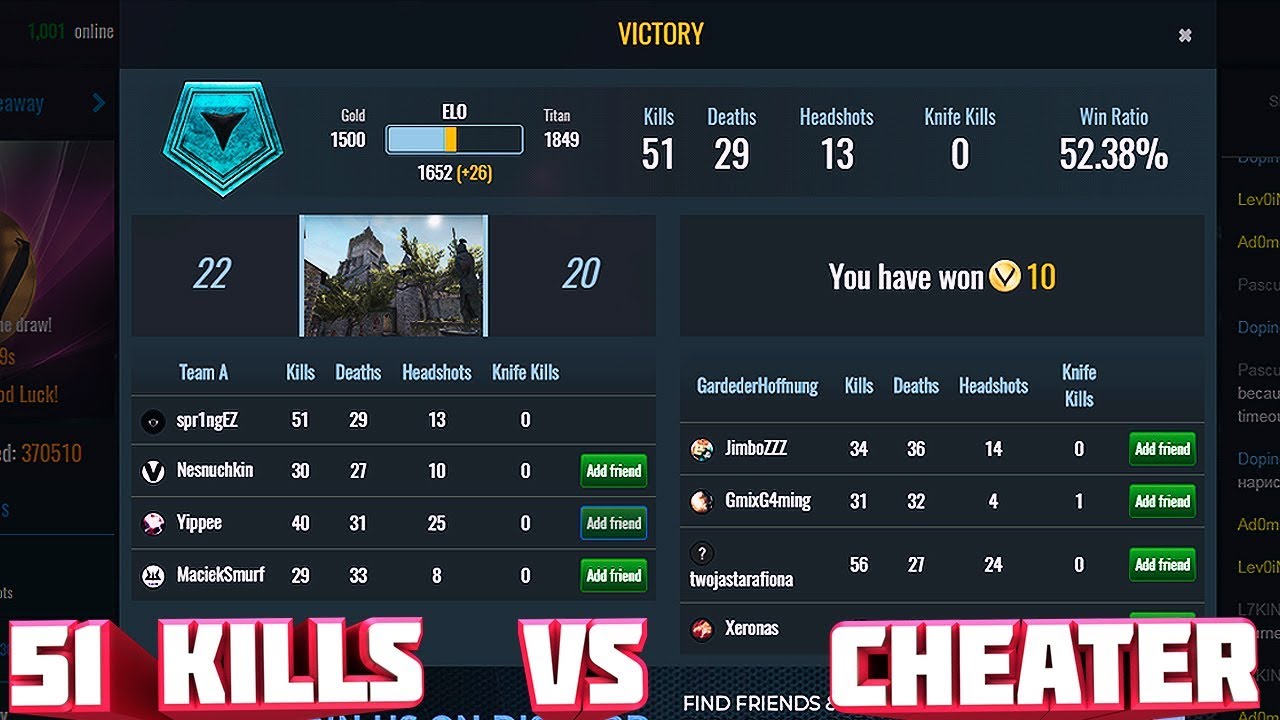 51 kills against cheater on PvPRO