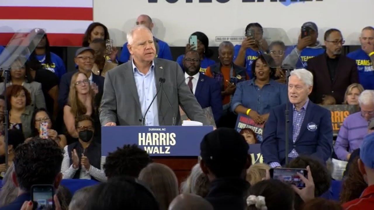 Tim Walz, Bill Clinton campaign in Durham