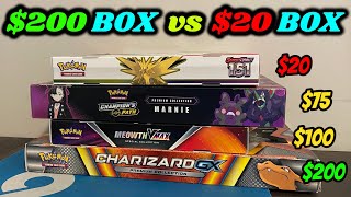 $200 POKEMON COLLECTION BOX vs. $20 POKEMON COLLECTION BOX  Which is the BEST VALUE for the price?!