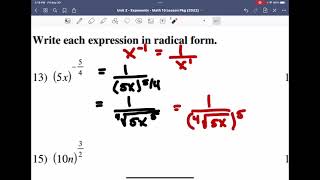 Math 15 Unit 2 Exponents L5a: Rational Exponents