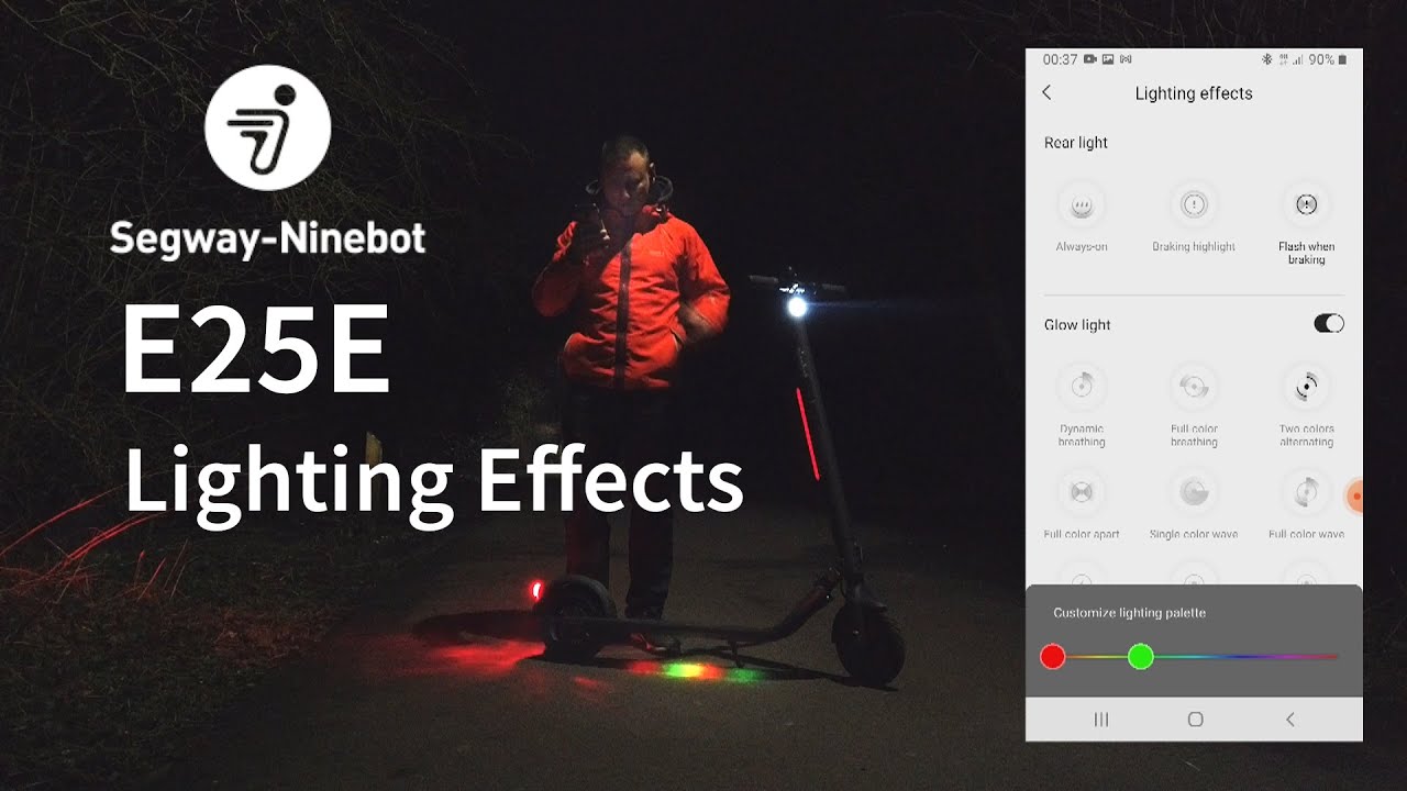 Lighting Effects Demonstration on the Segway Ninebot E25E Scooter - YouTube