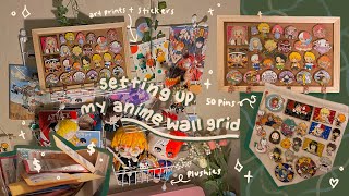 anime room decor :: grid wall   enamel pin haul ⛩