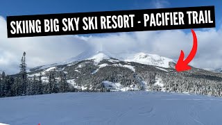Skiing Big Sky Montana Ski Resort - Pacifier Ski Trail Off Ramcharger 8 Lift