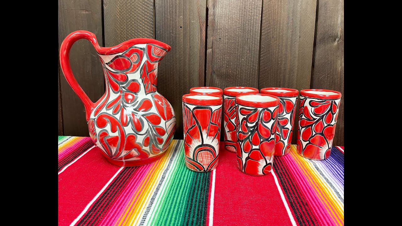 Mexican Floral Talavera Pitcher & Glass Set 9.5 (33bc596) - Mission Del  Rey Southwest