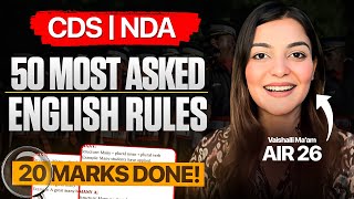 20 Marks Done✅ CDS 1 2026 Most Expected ENGLISH Rules | NDA 1 2026 GRAMMAR 