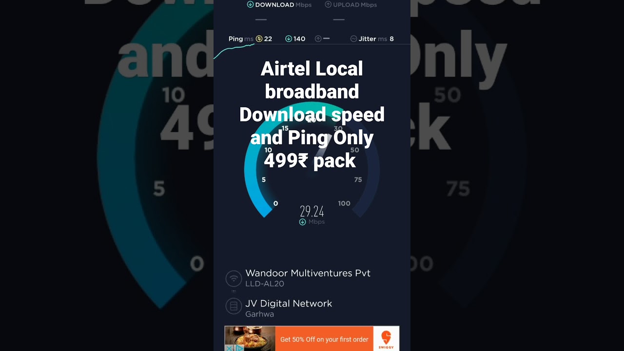 Airtel Broadband Speed and Ping 499₹. 