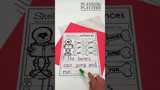Halloween Sentence Building and Writing Practice Worksheets for Kindergarten