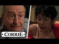 Yasmeen Smashes A Bottle Over Geoff's Head and Stabs Him | Coronation Street