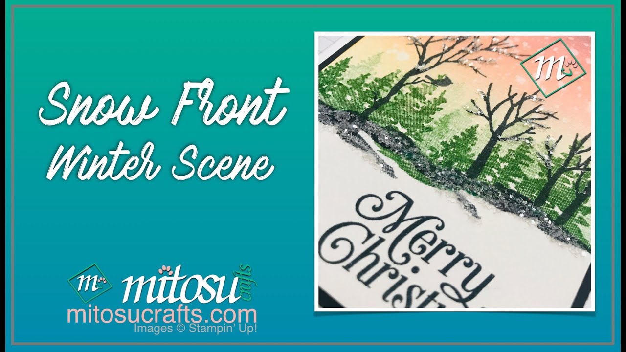 Snow Front Stamp Set Winter Scene using Sponge Brayers & Ice Glitter