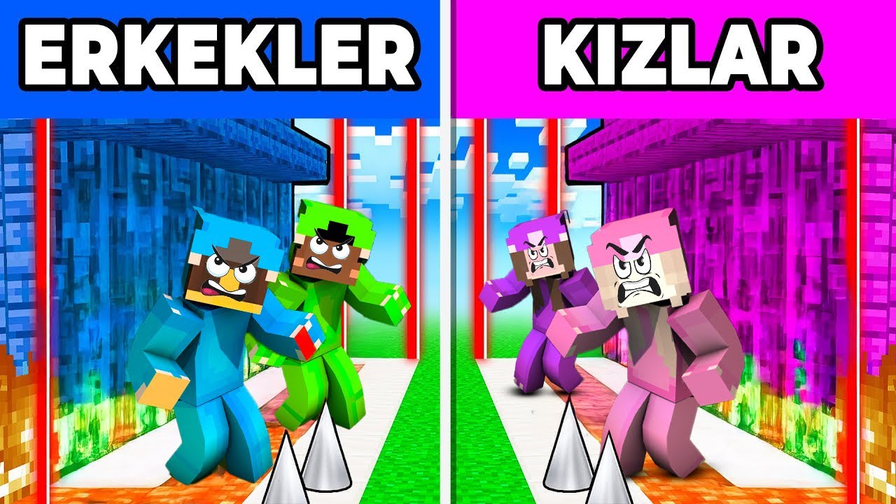 KIZLAR VS ERKEKLER EN GÜVENLİKLİ MİNECRAFT EVİ / YAPI KAPIŞMASI - minecraft / NazanNur Minecraft
