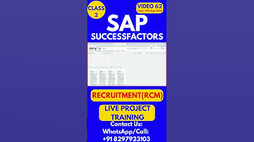 SAP SuccessFactors RCM Training Online Tutorial Class 62 12th Sept 2025 #sapsuccessfactorstraining