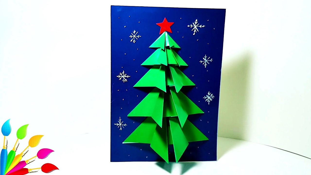 ЁЛКА, 3D ОТКРЫТКА (цветная  бумага) || CRISTMAS TREE, 3D CARD (colored paper)