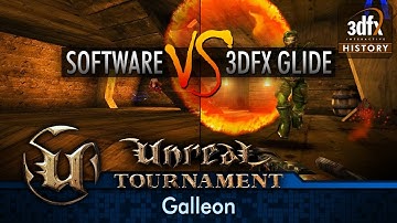 3dfx Voodoo 5 6000 AGP - Unreal Tournament -  Deathmatch - Galleon (Software vs. Glide)