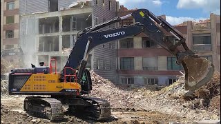 VOLVO EC750EL Excavator Working at a Demolition Site
