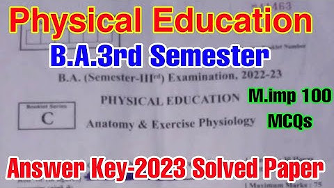 🔴Live कल रात 9 बजे | Physical education for BA 3rd Semester Solved paper-2023 | M.imp 100 MCQs notes
