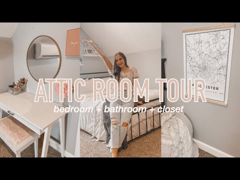ROOM TOUR (2021) | huge attic room plus bathroom, Mapiful, aesthetic and cozy, pinterest inspired