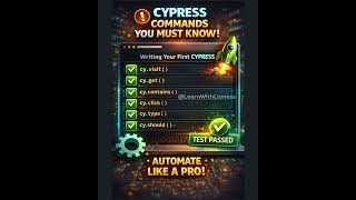 Cypress Commands MUST Know #cypress #selenium #tosca #automation #sdet #shorts #short #shortvideo