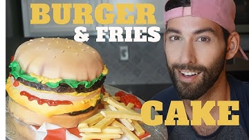 GIANT Cheeseburger & French Fries CAKE | Cake It With Justin | DIY
